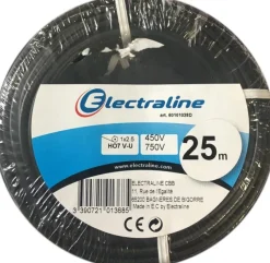 ELECTRALINE Câble H07 VU noir 2,5mm 25M