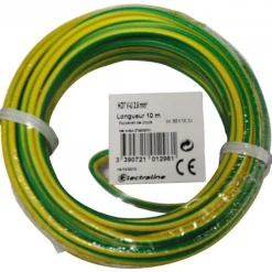 New ELECTRALINE Câble H07 VU vert/jaune 2,5mm 10M