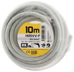 Best ZENITECH Câble souple H05VV-F 3G 1,5mm² gris 10m