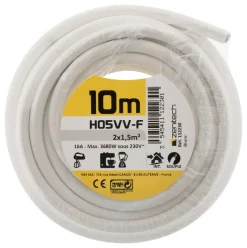 Online ZENITECH Câble souple H05VV-F 2x 1,5mm² blanc 10m