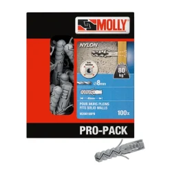 Discount MOLLY Chevilles pour matériaux pleins nylon Ø8mm (x100)
