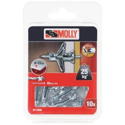 Sale MOLLY Chevilles sans-perçage autoforeuses Ø4x35mm + vis m4 (x10)