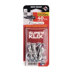 Best RED HEAD 4 chevilles SUPERKLIX Ø10x35mm + Gond