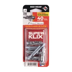 Outlet RED HEAD 5 chevilles SUPERKLIX Ø10x35mm + Pate à vis