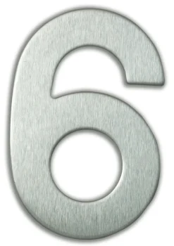 Chiffre adhésif N°6 en acier inoxydable H.9,5 cm