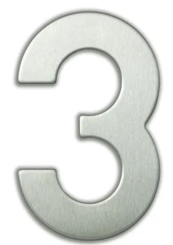 Discount Chiffre adhésif N°3 en acier inoxydable H.9,5 cm