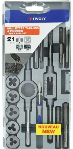 New TIVOLY Coffret taraud et filière 21 pièces