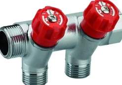 Hot NOYON & THIEBAULT Collecteur robinet rouge M-F 20x27 - 2 départs Mâle 15x21