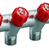 NOYON & THIEBAULT Collecteur robinet rouge M-F 20x27 - 4 départs Mâle 15x21
