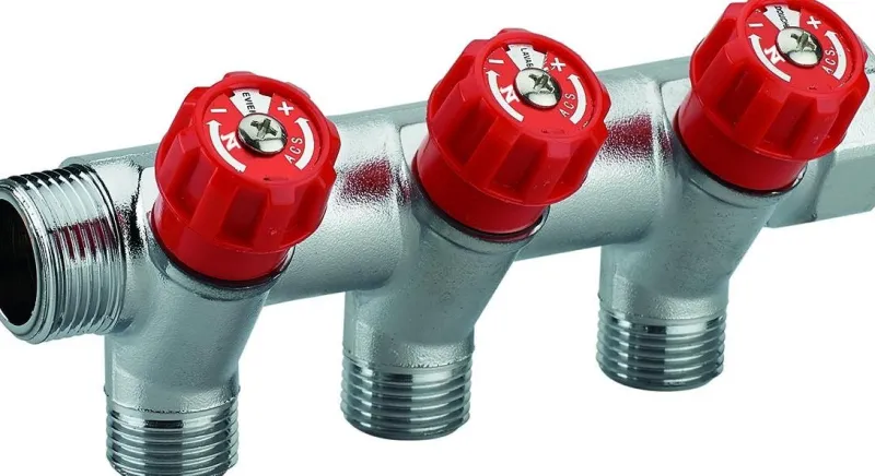 Online NOYON & THIEBAULT Collecteur robinet rouge M-F 20x27 - 3 départs Mâle 15x21