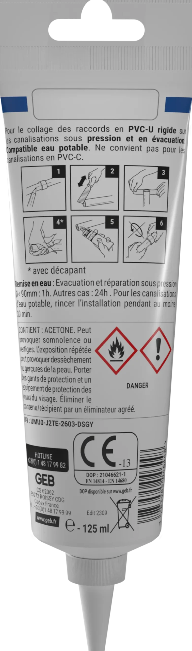 Discount GEB Colle PVC gel plus compatible eau potable 125 ml