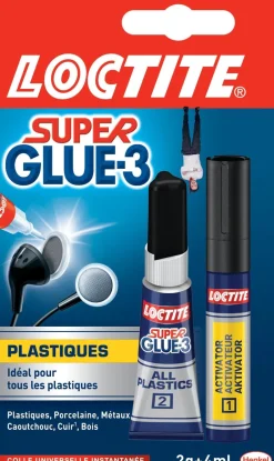 New LOCTITE Colle Super glue 3 Spécial plastiques 2g + 4ml