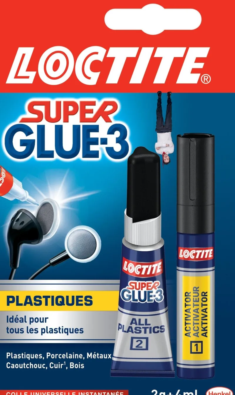 New LOCTITE Colle Super glue 3 Spécial plastiques 2g + 4ml