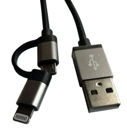 Outlet Cordon USB FPE Lightning / micro USB noir - 1m
