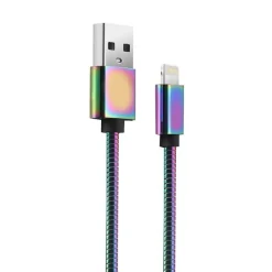 Cordon USB Lightning ressort mâle / USB A mâle arg. - 2m