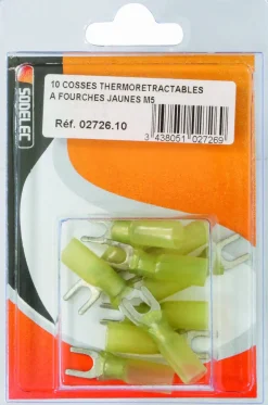 Hot Cosse à fourche isolée thermorétractable jaune M5 (x10)