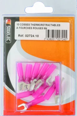 Best Cosse à fourche isolée thermorétractable rouge M4 (x10)
