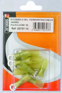 Online Cosse à oeil isolée thermorétractable jaune M5 (x10)
