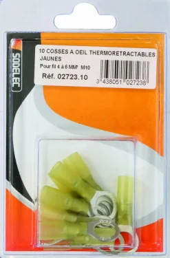 Sale Cosse à oeil isolée thermorétractable jaune M10 (x10)