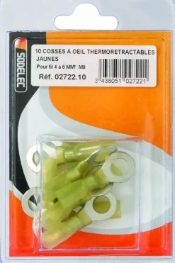 Hot Cosse à oeil isolée thermorétractable jaune M8 (x10)