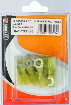 Hot Cosse à oeil isolée thermorétractable jaune M6 (x10)