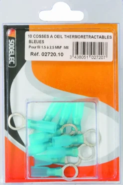 Outlet Cosse à oeil isolée thermorétractable bleue M8 (x10)