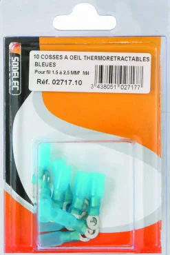 Discount Cosse à oeil isolée thermorétractable bleue M4 (x10)