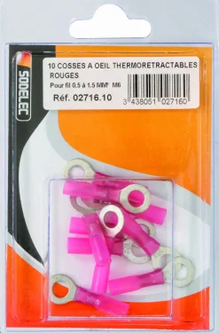 Sale Cosse à oeil isolée thermorétractable rouge M6 (x10)