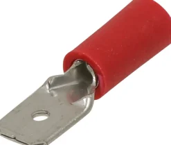 Outlet Cosse plate mâle isolée rouge 6,3X0,8 (x10)
