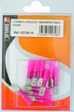 Cosse plate mâle isolée thermo rouge 6,3x0,8mm (x10)