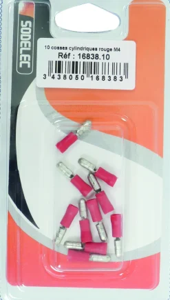 New Cosse ronde mâle isolée rouge M4 (x10)