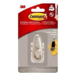 Sale 3M Crochet adhésif métal déco nickel brossé petit modèle