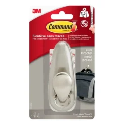 Sale 3M Crochet adhésif métal déco nickel brossé grand modèle