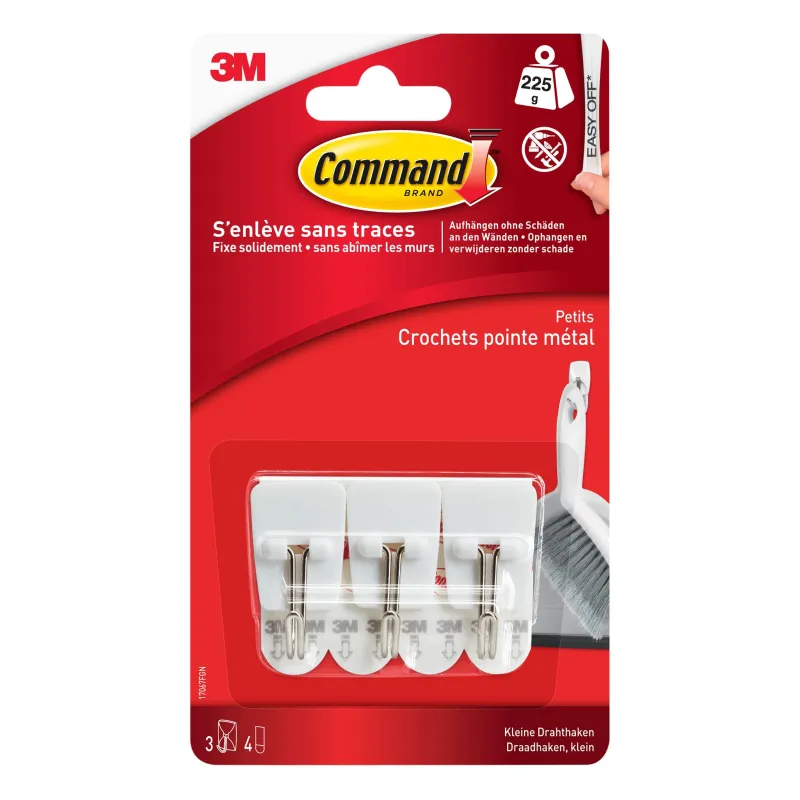 Outlet 3M Crochet adhésif plastique pointe métal petit modèle (x3)
