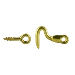 Clearance Crochet 1/2 rond avec piton 20 mm acier laitonné (x2)