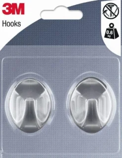 Clearance 3M 2 crochets adhésifs ovales en plastique gris moyen modèle