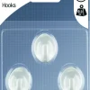 New 3M 3 crochets adhésifs ovales en plastique blanc petit modèle