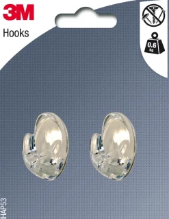 Discount 3M 2 crochets adhésifs ovales en plastique cristal moyen modèle