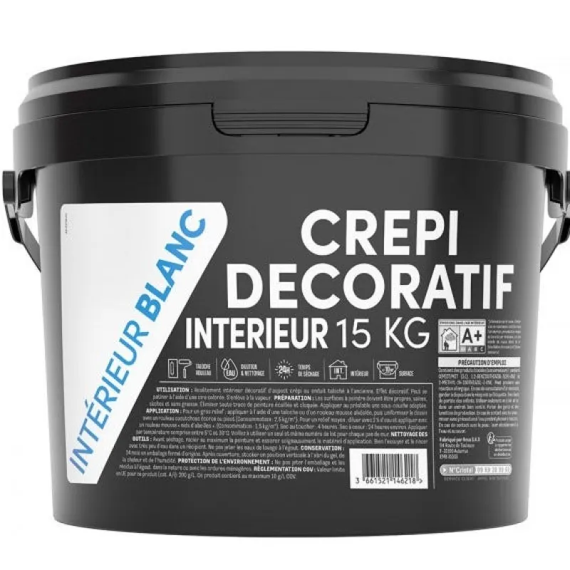 Crépi décoratif pour intérieur 15kg blanc