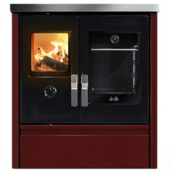 Clearance DEVILLE Cuisinière à bois Mélisse 75  noir/bordeaux