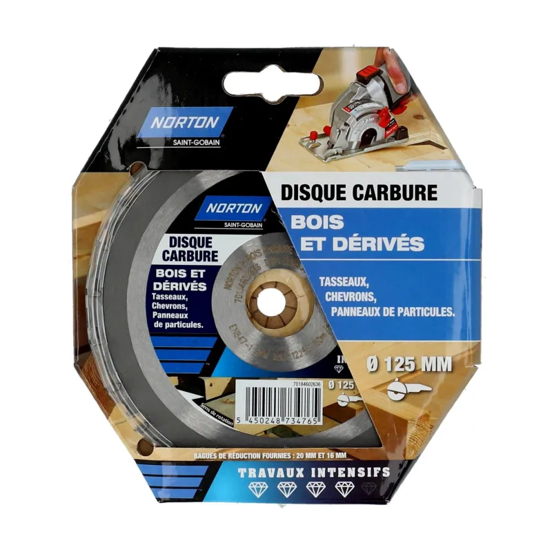 Clearance NORTON Disque carbure bois Ø125x22,23 Travaux INTENSIFS