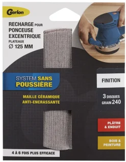 Best GERLON 3 disques ponçeuse - Maille Céramic 125mm Grain fin 240