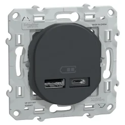 SCHNEIDER Double chargeur Ovalis USB A+C anthracite