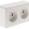 Hot ZENITECH Double prise 2 pôles + terre 16A saillie vulco blanc