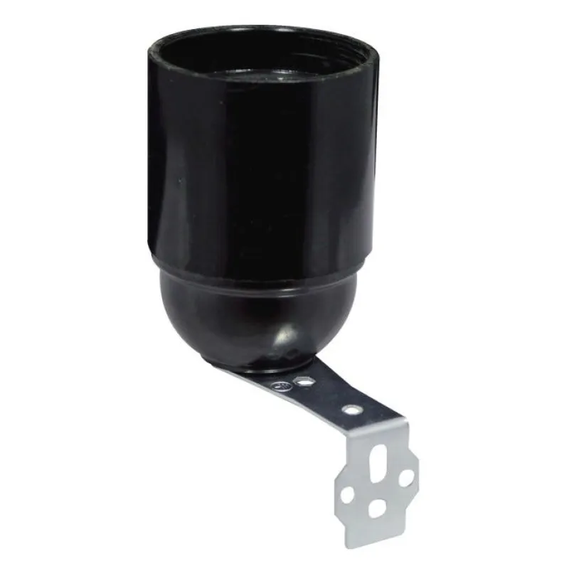 New TIBELEC Douille bakélite E27 noire à support équerre