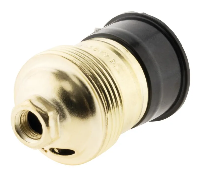 New ZENITECH Douille E27 collerette bakelite acier laitonné noir/or