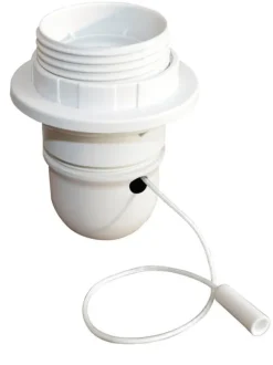 Discount TIBELEC Douille E27 1/2 fil + interrupteur à tirette/baguette blanc