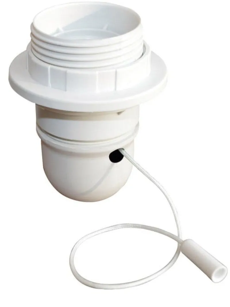 Discount TIBELEC Douille E27 1/2 fil + interrupteur à tirette/baguette blanc