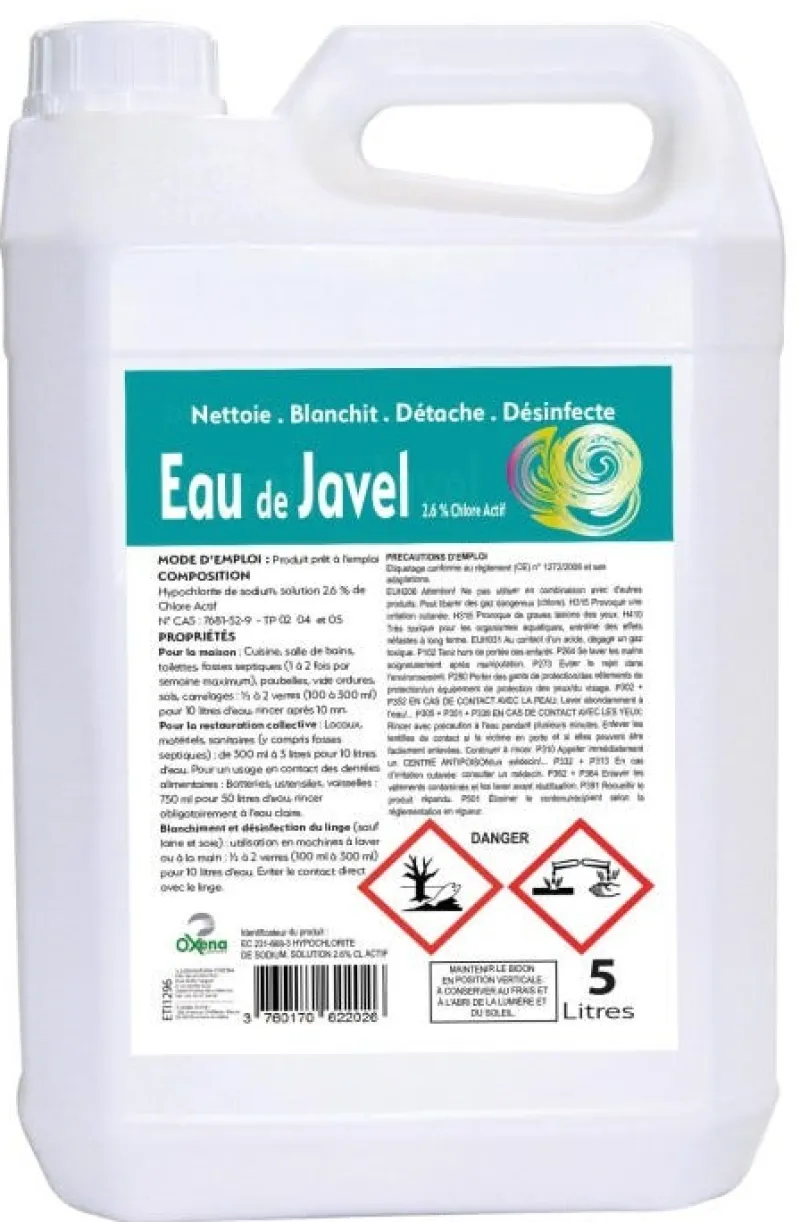 Sale Eau de javel 2.6% - 5L
