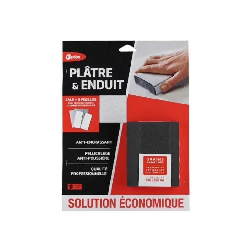 Hot GERLON 3 feuilles abrasives grain panaché anti-encrassant + cale